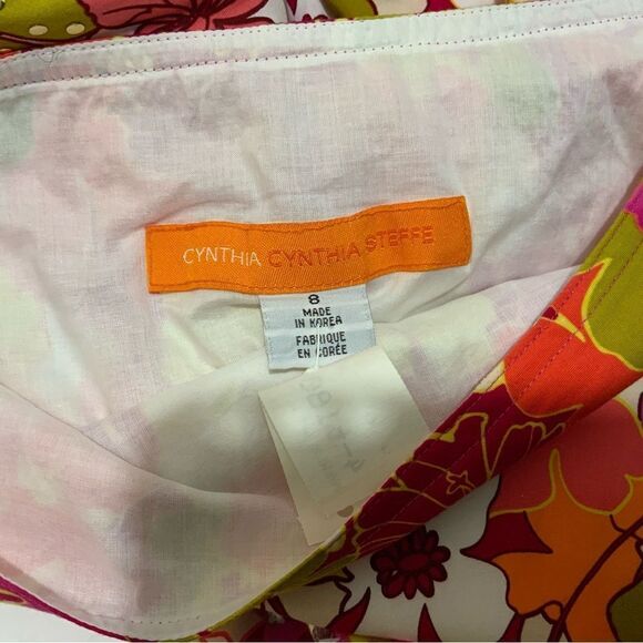 Cynthia Steffe Womens Pink Floral Beaded Knee Length A-Line Skirt Size 8 - Picture 7 of 8